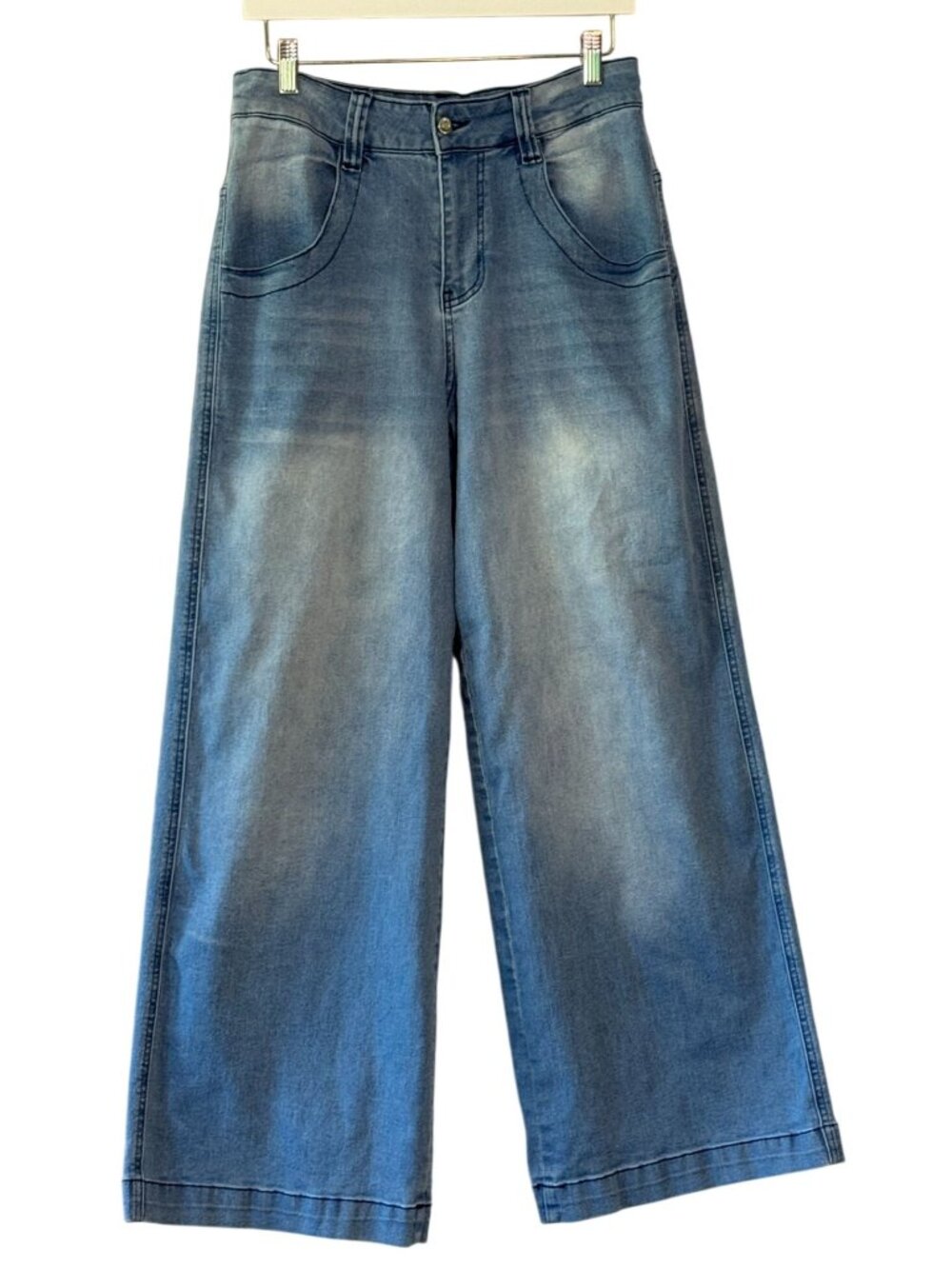 7th & Hudson Wide Leg Jeans Size 9 High Rise Blue Stretch Denim Wide Leg